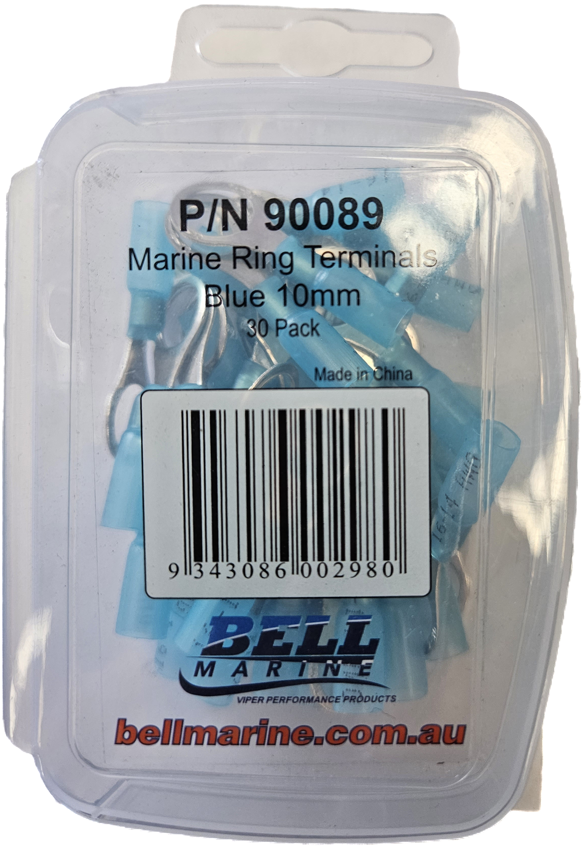 Marine Glue Lined Ring Terminal Blue - 10mm - 30 Pack