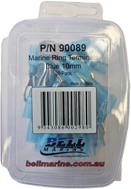Marine Glue Lined Ring Terminal Blue - 10mm - 30 Pack