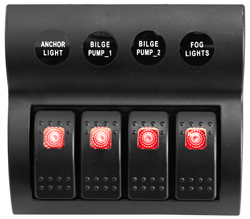 4 Gang Switch Panel With Circuit Breakers - Pre Wired