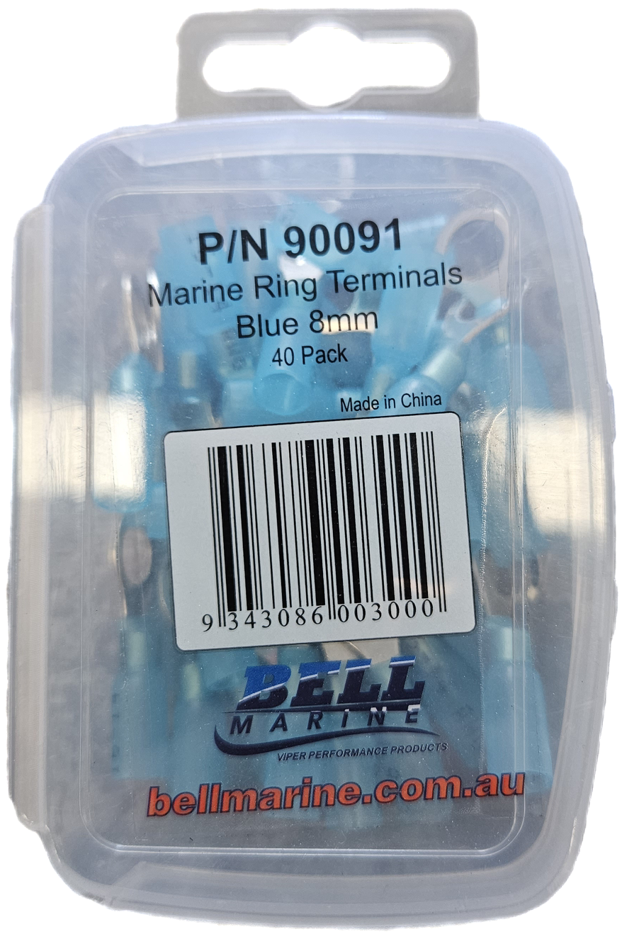 Marine Glue Lined Ring Terminal Blue - 8mm - 40 Pack