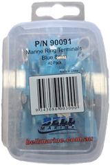 Marine Glue Lined Ring Terminal Blue - 8mm - 40 Pack