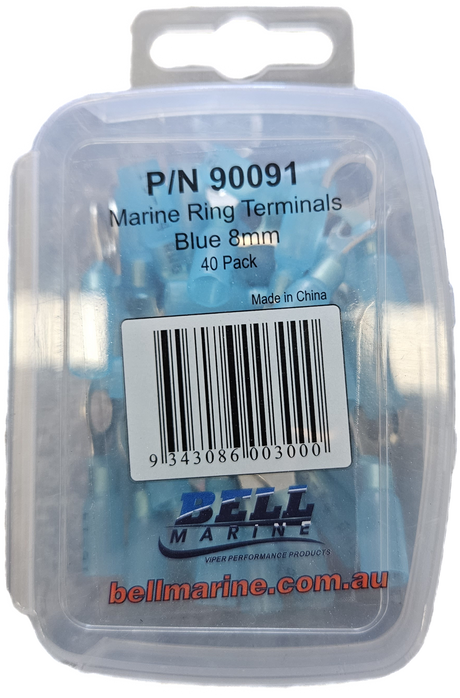 Marine Glue Lined Ring Terminal Blue - 8mm - 40 Pack