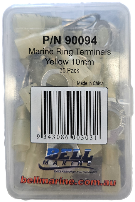 Marine Glue Lined Ring Terminal Yellow - 10mm - 30 Pack