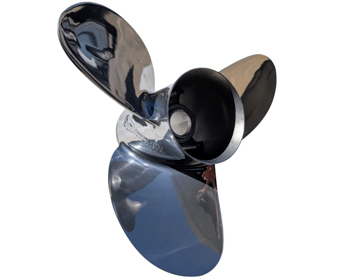 Turning Point Stainless Steel Propeller - Suzuki, Yamaha. Honda, Mercury, Tohatsu 150hp to 300hp 3-Blade 15.6dia x 21p LH