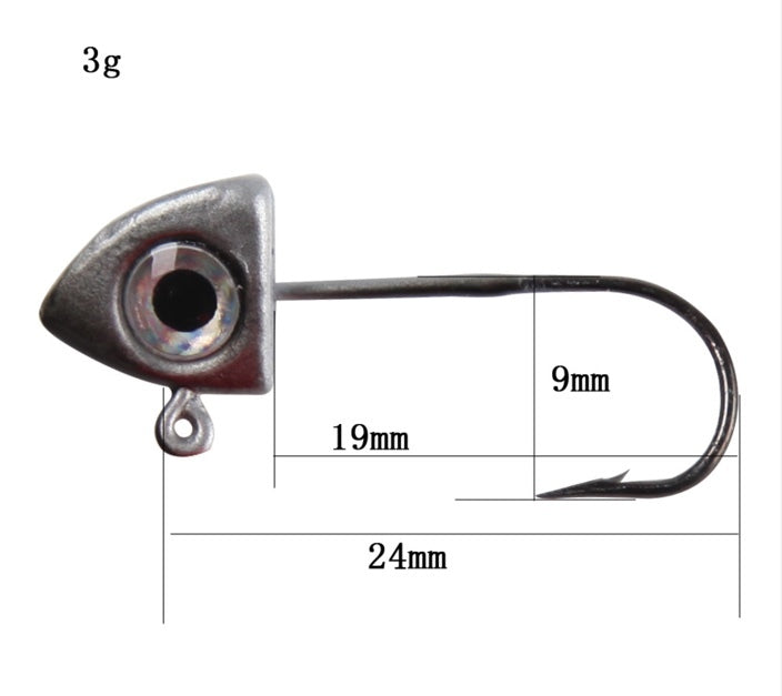 Artificial Fish Jig Heads with 3D Eyes 28mm, 3g