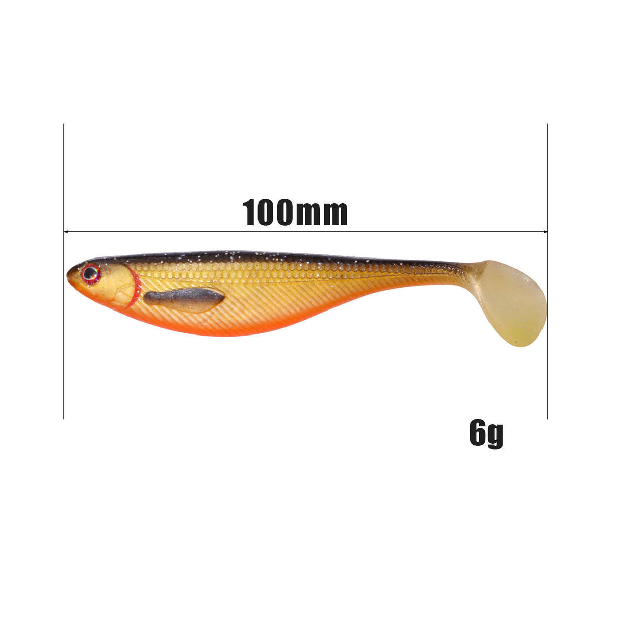 90mm Soft Mullet Shad 6g 3D Eyes