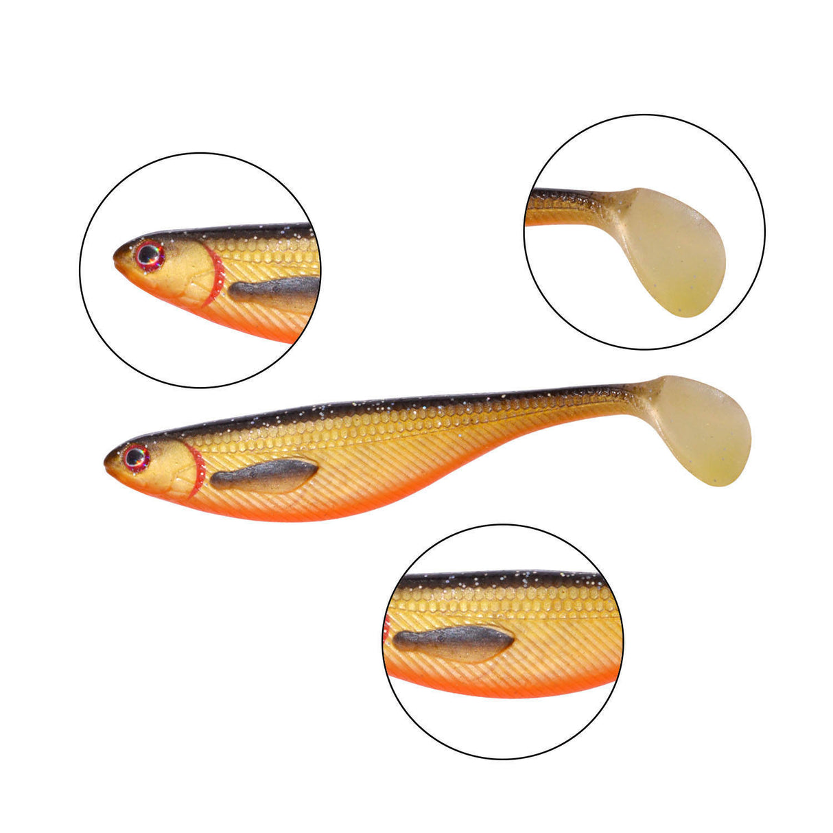 90mm Soft Mullet Shad 6g 3D Eyes