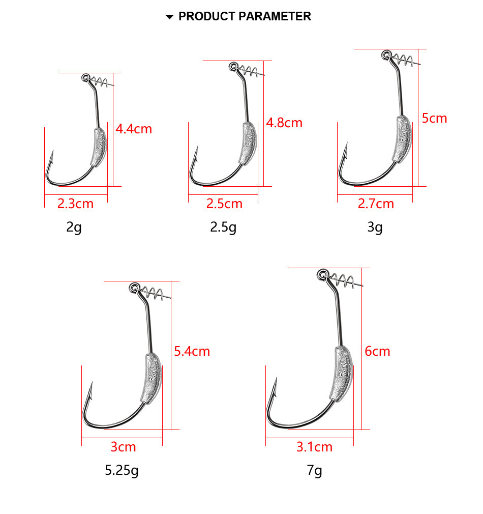 Lurelock Weedless Weighted Jig Heads 5pc