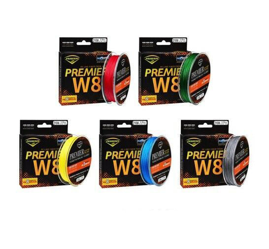 Premier Braided Fishing Line, 8 Strand Multifilament Braid 6-8-10-15lb, 210m