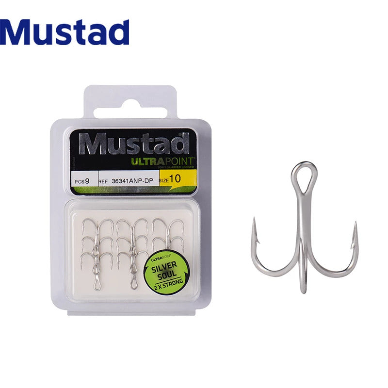 Mustad Silver Soul 2X Strong Treble Hooks